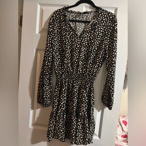 Versona Black and White Polka Dot Long Sleeve Dress